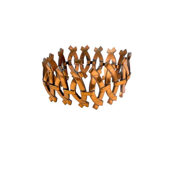 Renoir Modernist Copper Bracelet By Renoir - Unique Geometric Design Antique Fin - Picture 6 of 9
